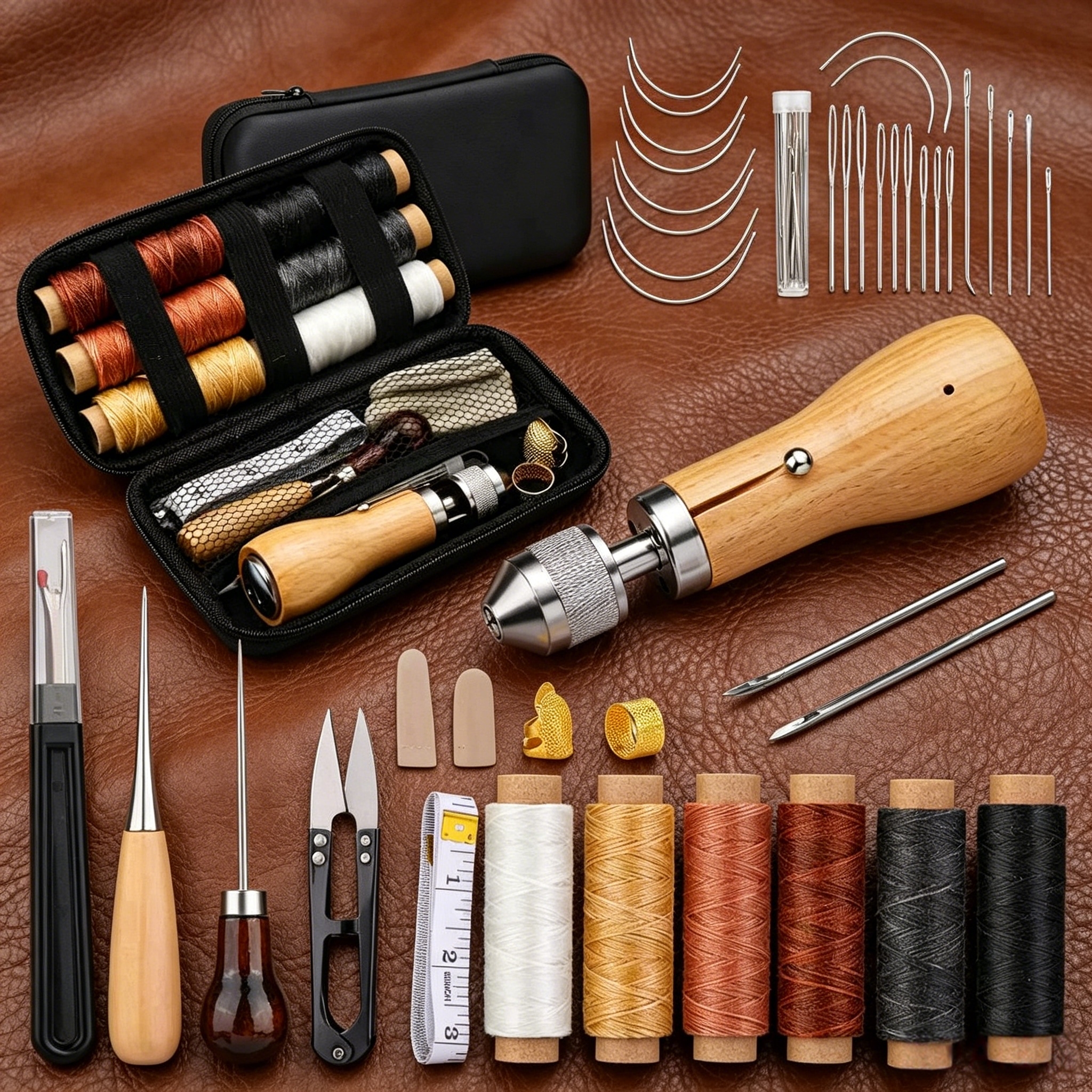 Mechanical Workshop Tools And Equipment - Portable leather tool set, leather hand