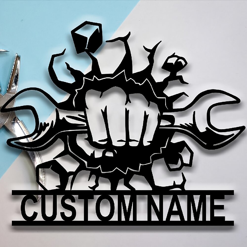 Workshop Tools Name - Custom Metal Workshop Wall Sign with